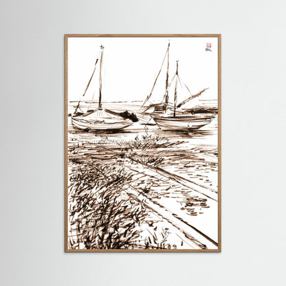 Boats in the mud at Blakeney - paper print