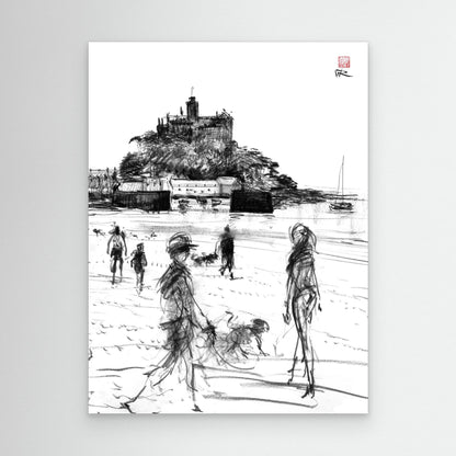 Dog walkers on Marazion beach