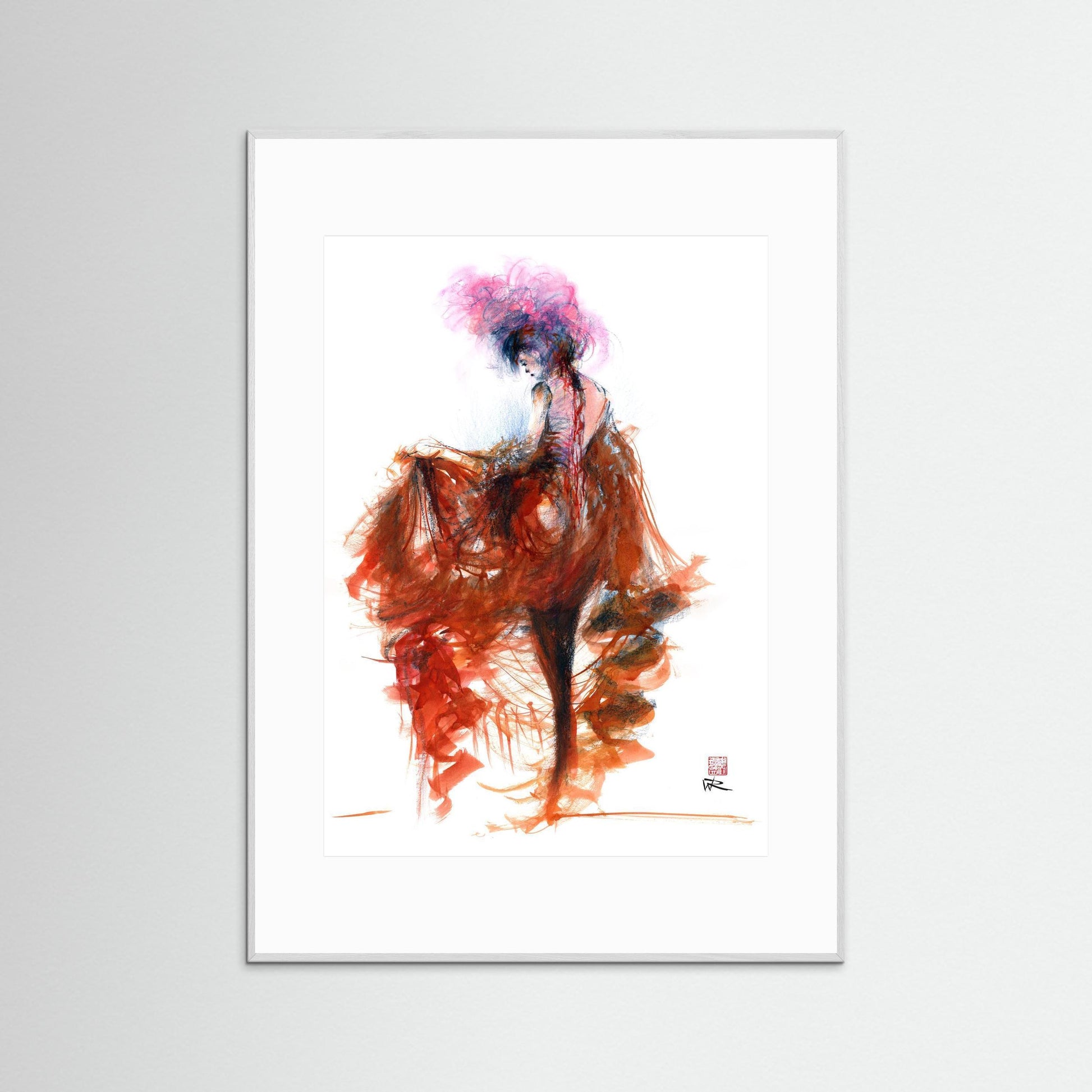 Pink feather showgirl - paper print