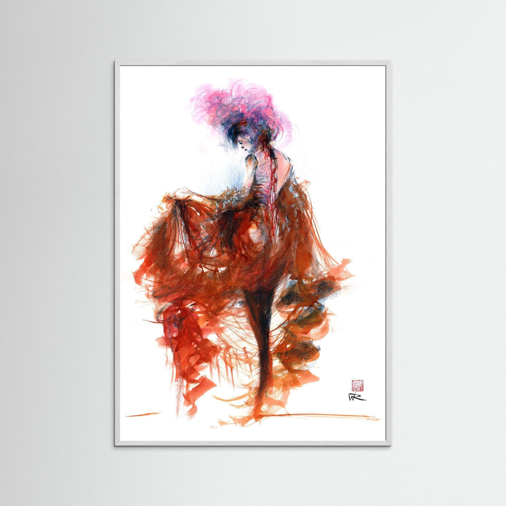 Pink feather showgirl - paper print