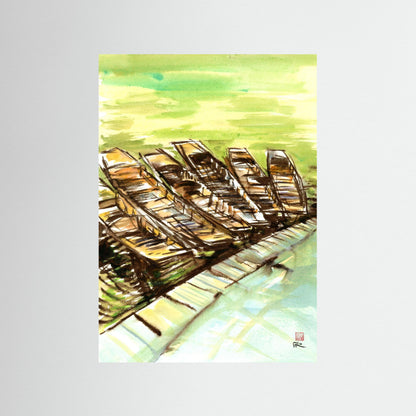 Punts on the Cherwell - paper print