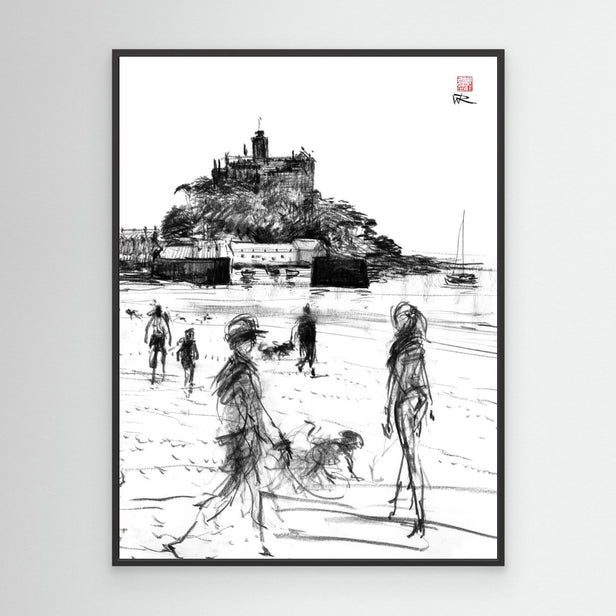 Dog walkers on Marazion beach