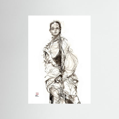Seated model - Paper print