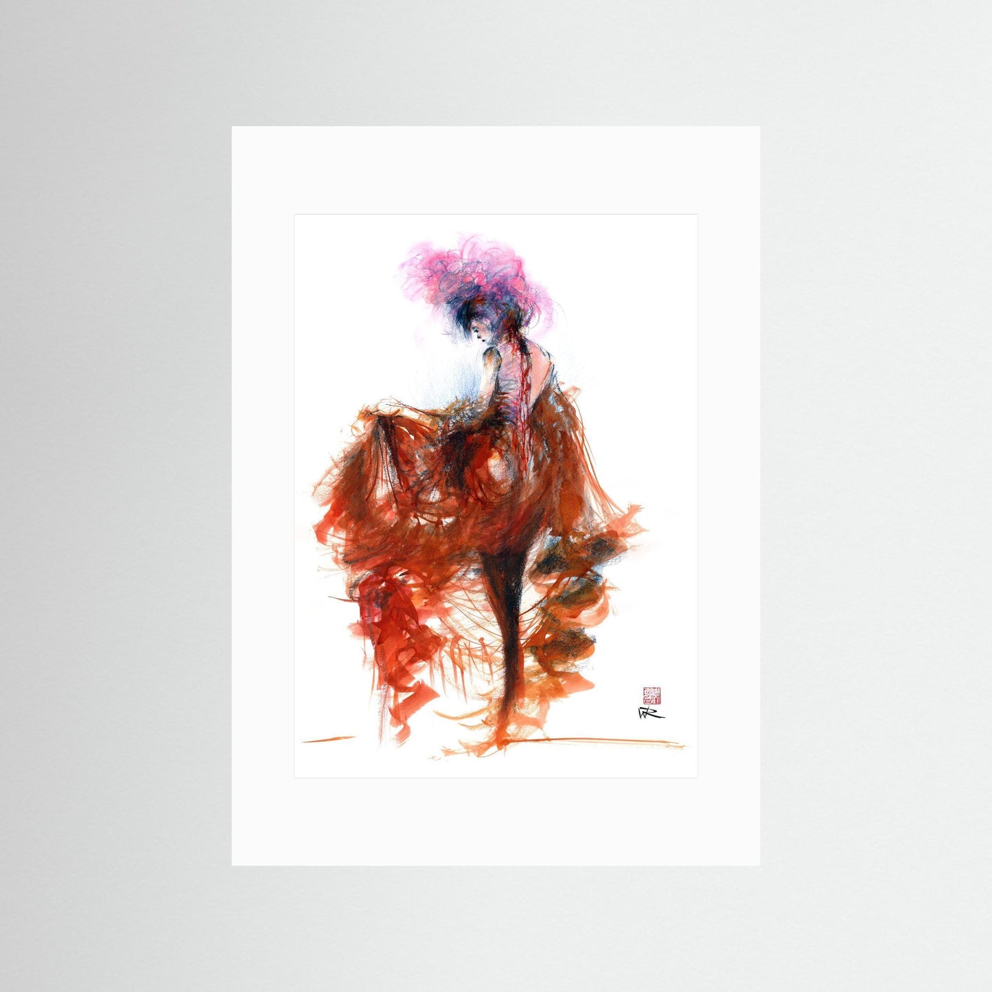 Pink feather showgirl - paper print