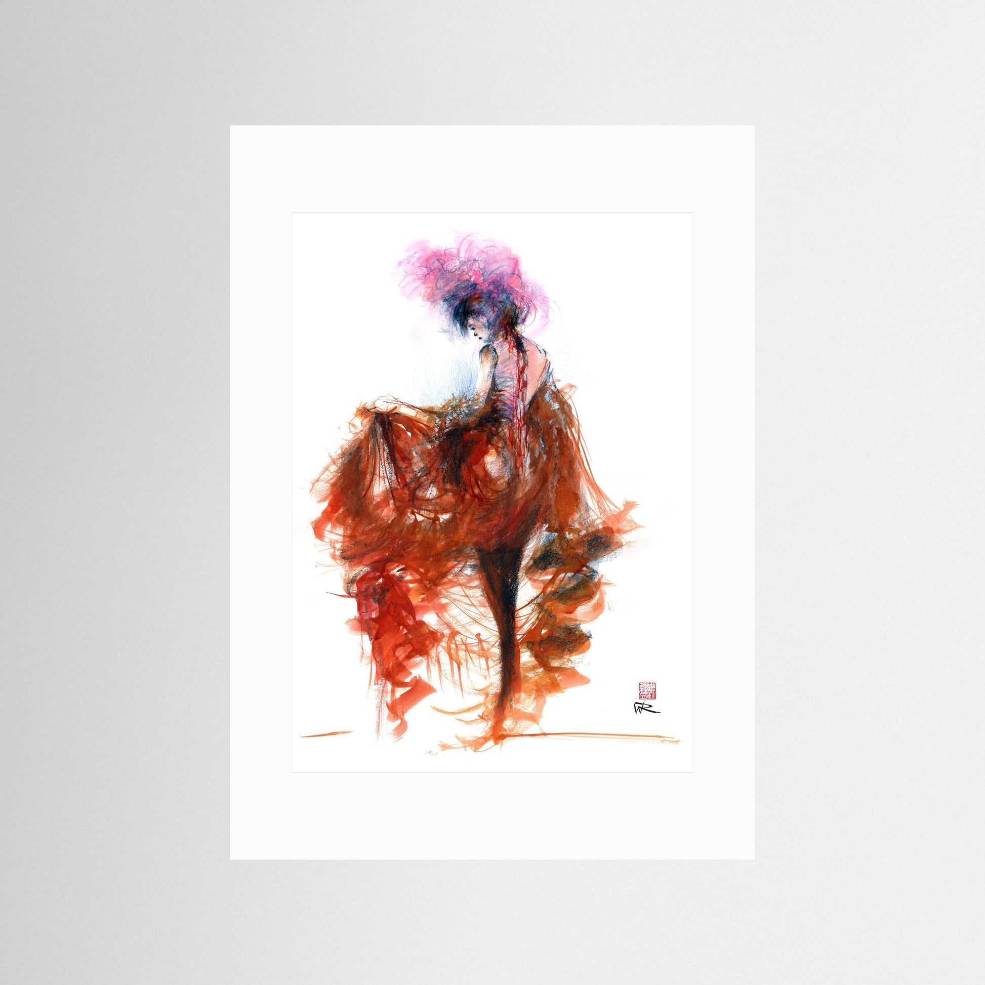Pink feather showgirl - paper print