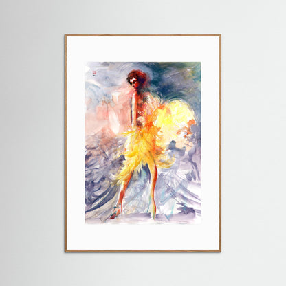 Feather boa fashion - paper print