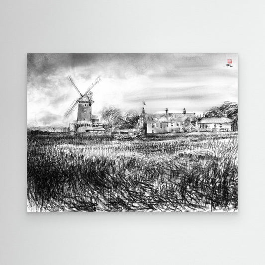 Cley windmill in charcoal