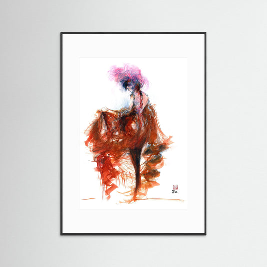 Pink feather showgirl - paper print