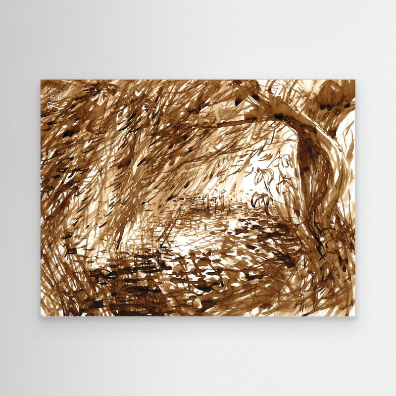 Iris rund um den Teich - Leinwanddruck