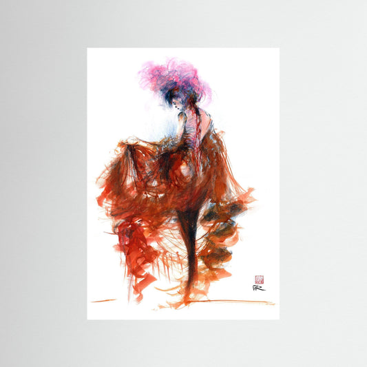 Pink feather showgirl - paper print