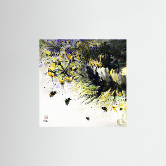 Honeysuckle and bees - Paper print