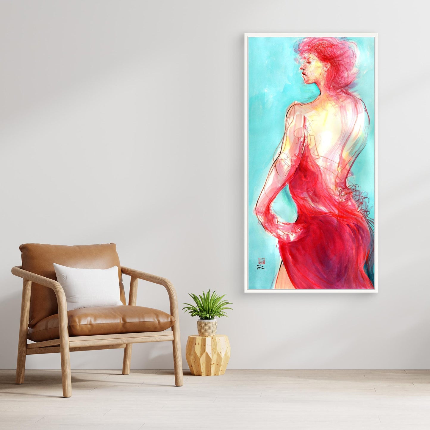 The woman in the red dress - Canvas print