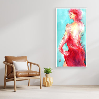 The woman in the red dress - Canvas print