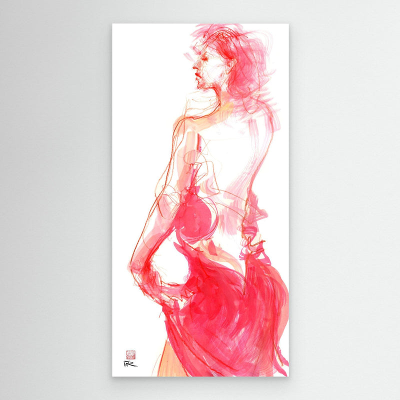 Frau im roten Kleid v1 - Leinwanddruck