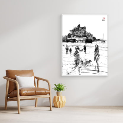 Dog walkers on Marazion beach
