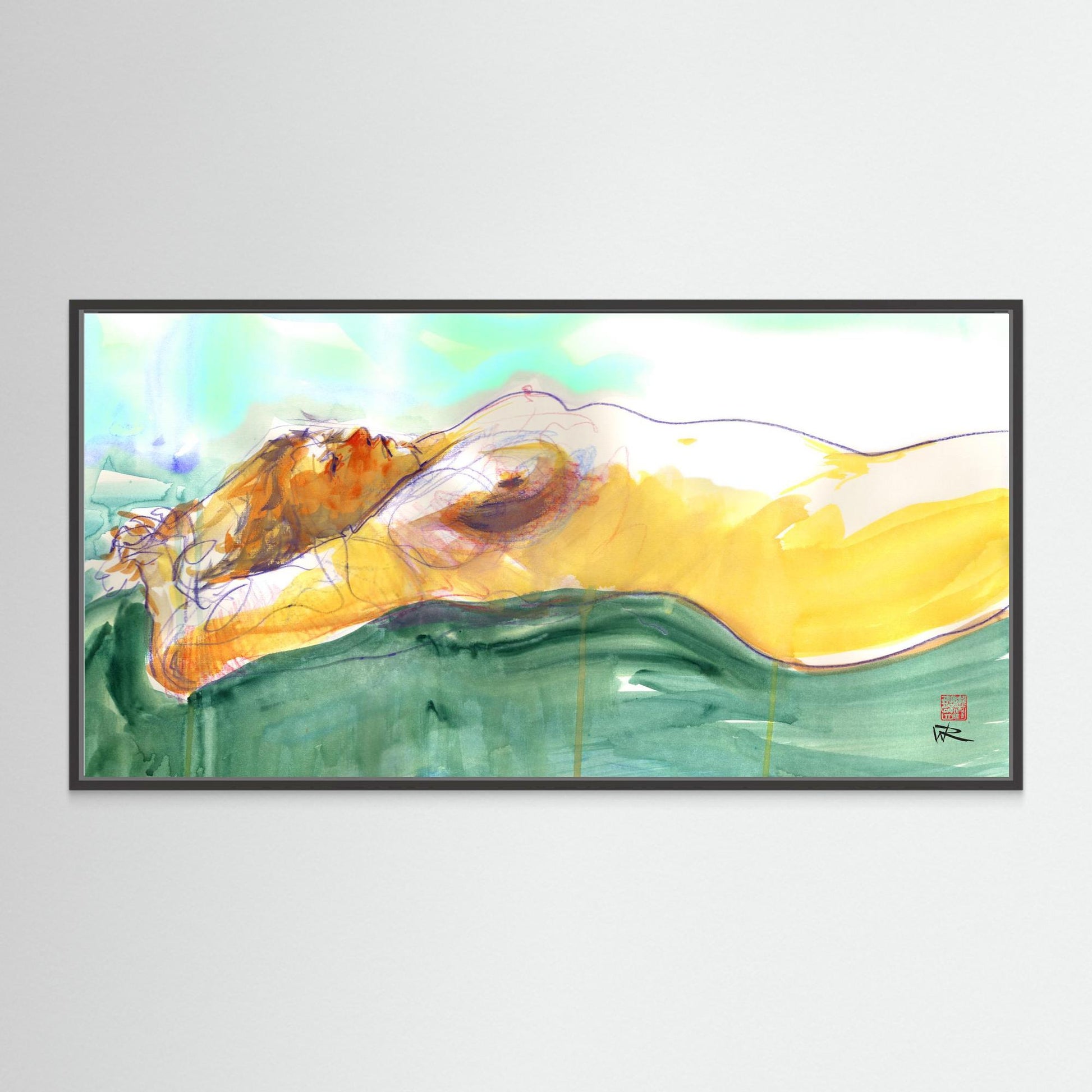 Kelly on sofa - canvas print